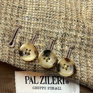 Pal Zileri Men’s EU 54 / US 44R Wool Cashmere Silk Tan Brown Plaid Blazer Jacket